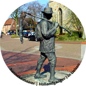 beeld van een hannekemaaier ( Hollandgänger ) in Uelsen / Bentheim van Leo Janischowsky + partner